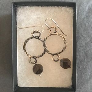 SILPADA STERLING SILVER EARRINGS-SMOKEY QUARTZ
